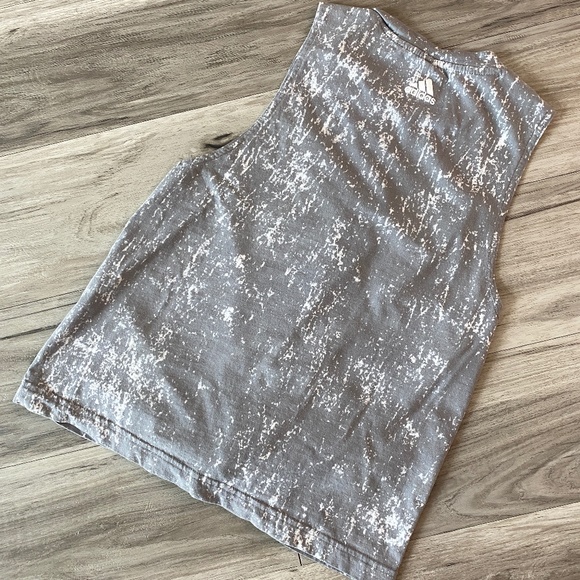Adidas Twist Front Logo Crop Tank Acid Wash Grey Size S - Picture 3 of 8